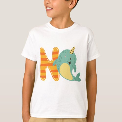 Animal Alphabet N For Narwhal T_Shirt