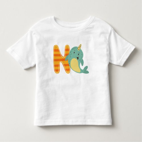 Animal Alphabet N For Narwhal Toddler T_shirt