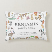 Animal Alphabet | Nursery Birth Stats Pillow