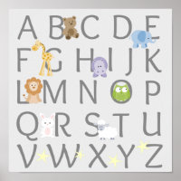 Animal Alphabet Nursery Poster