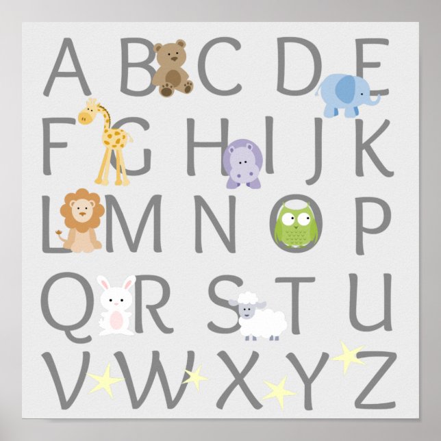 Animal Alphabet Nursery Poster (Front)