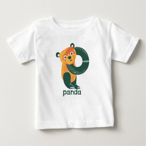 Animal Alphabet P For Panda Baby T_Shirt