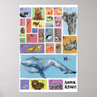 Alphabet Animal Poster A - Z Children Educational