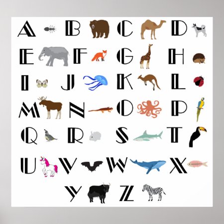 Animal Alphabet Poster. Poster