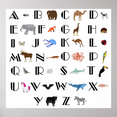 Animal Alphabet Poster Poster