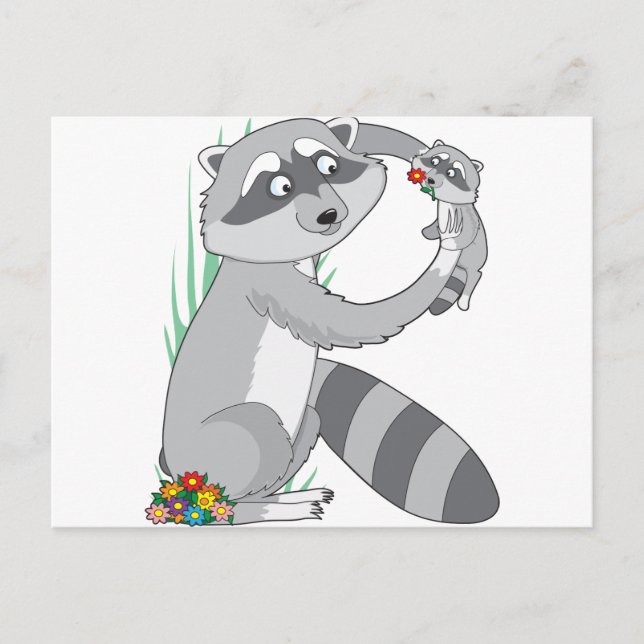 Animal Alphabet Raccoon Postcard (Front)
