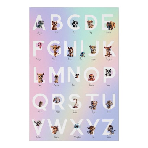 Animal Alphabet Rainbow Poster