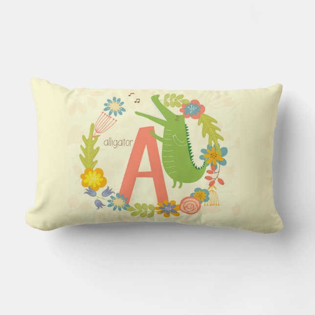 Animal Alphabet Series Alligator   Lumbar Pillow (Front)