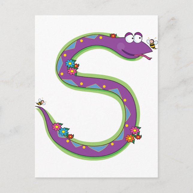 Animal Alphabet Snake Postcard (Front)