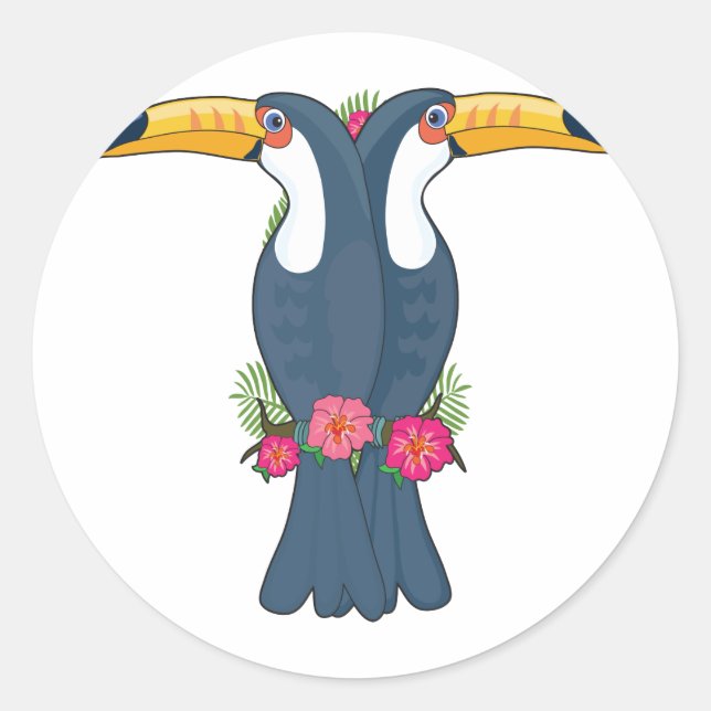 Animal Alphabet Toucan Classic Round Sticker (Front)