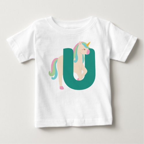 Animal alphabet u for unicorn baby T_Shirt