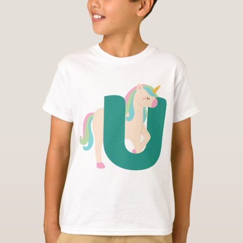 Animal alphabet u for unicorn T_Shirt