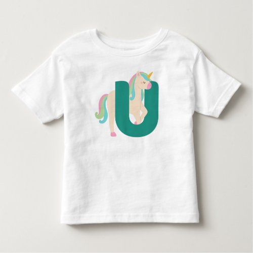 Animal alphabet u for unicorn toddler t_shirt