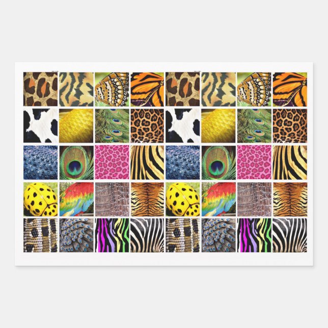 Animal and Insect Skin Wing wildlife patterns Wrapping Paper Sheets (Front)