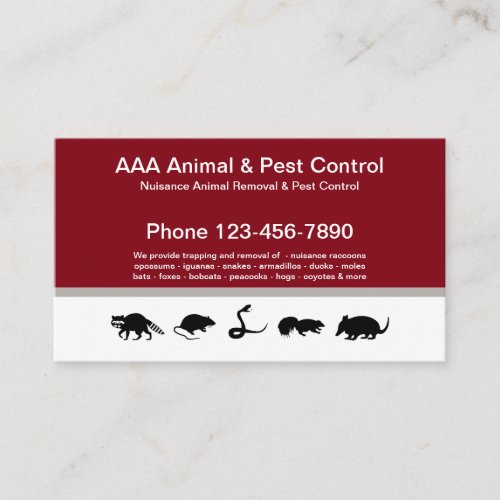 Animal And Pest Control Business Card