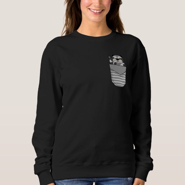 Animal Angry Raccoon In Pocket Sweatshirt (Front)