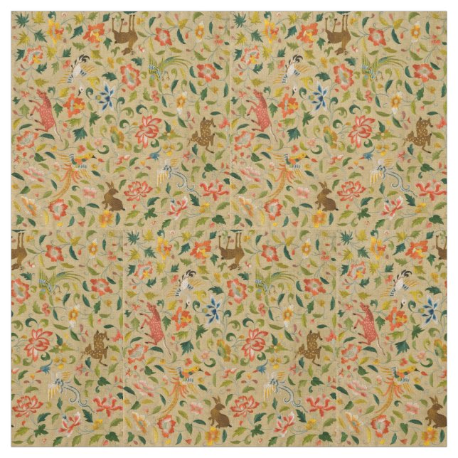 Animal Antique Horse Bird Deer Rabbit Fabric (Swatch)