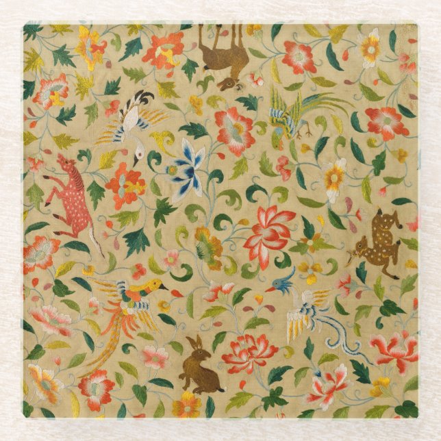 Animal Antique Horse Bird Deer Rabbit Glass Coaster (Front)