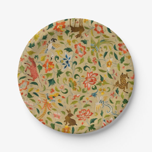 Animal Antique Horse Bird Deer Rabbit Paper Plates (Front)
