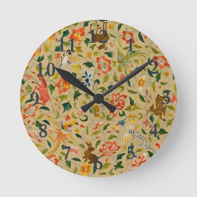 Animal Antique Horse Bird Deer Rabbit Round Clock (Front)