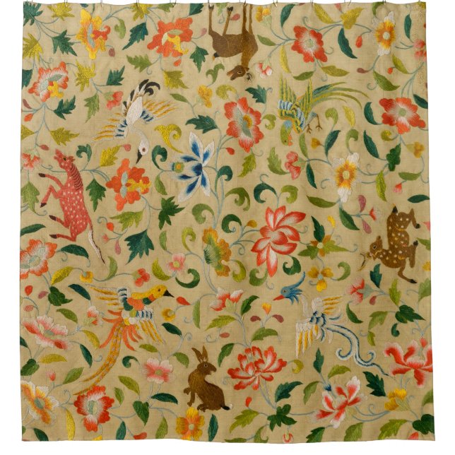 Animal Antique Horse Bird Deer Rabbit Shower Curtain (Front)