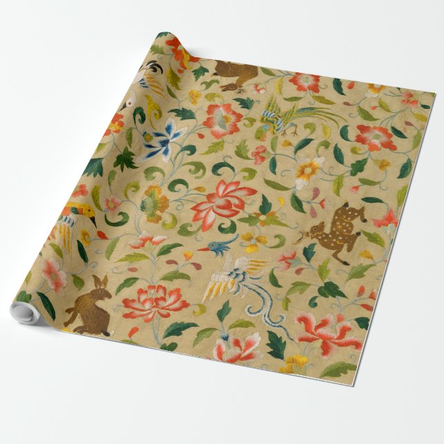 Animal Antique Horse Bird Deer Rabbit Wrapping Paper (Unrolled)