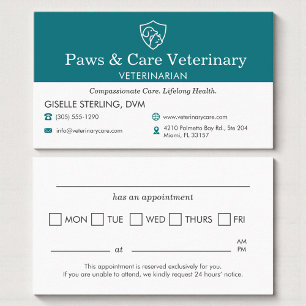 Animal Appointment Reminder Veterinarian Card