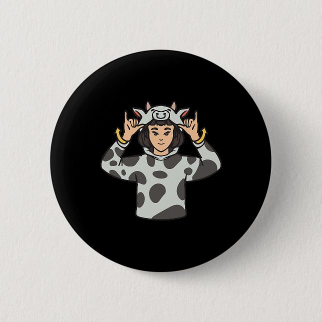 Animal Asl Hand Gesture Deaf Hearing Loss Awarenes Button (Front)