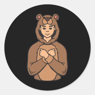 Animal Asl Hand Gesture Deaf Hearing Loss Awarenes Classic Round Sticker