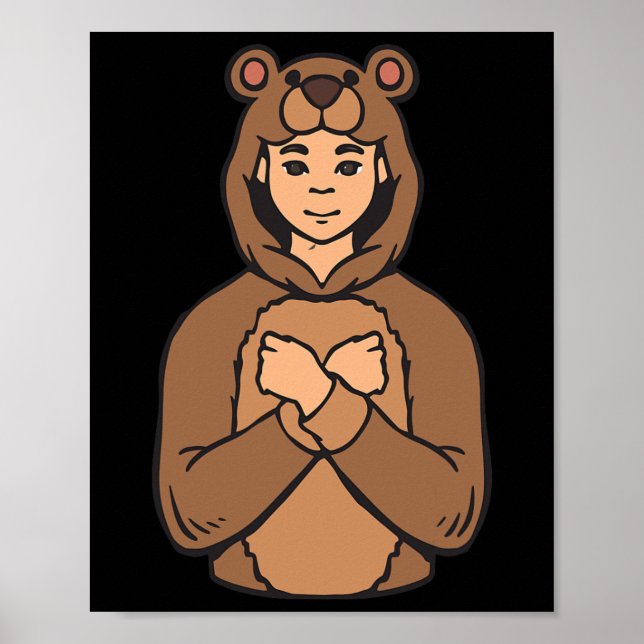 Animal Asl Hand Gesture Deaf Hearing Loss Awarenes Poster (Front)