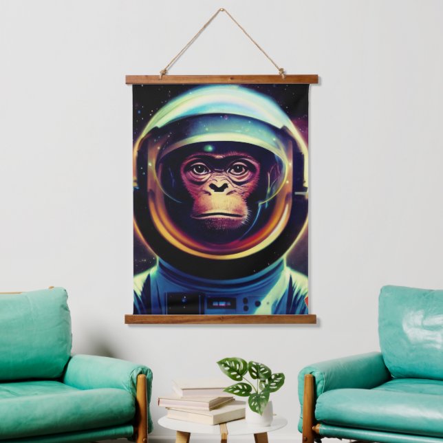 Animal Astronaut Space walk, Universe, space, ape  Hanging Tapestry (Living Room)