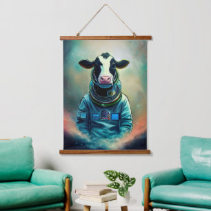 Animal Astronaut Space walk, Universe, space, cow Hanging Tapestry