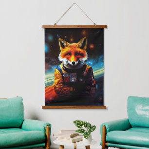 Animal Astronaut Space walk, Universe, space, fox Hanging Tapestry
