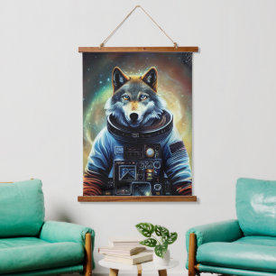 Animal Astronaut Space walk, Universe, space, wolf Hanging Tapestry