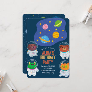 Animal Astronauts Birthday Invitation