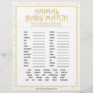Animal Baby Match [Golden Sparkles] Letterhead