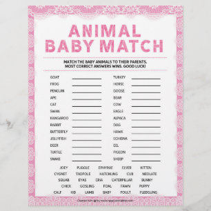Animal Baby Match [Luxury Lace [Pink]] Letterhead