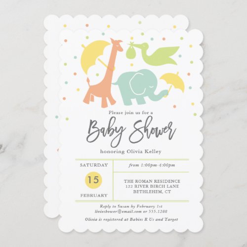 Animal Baby Shower Gender Neutral Invitation