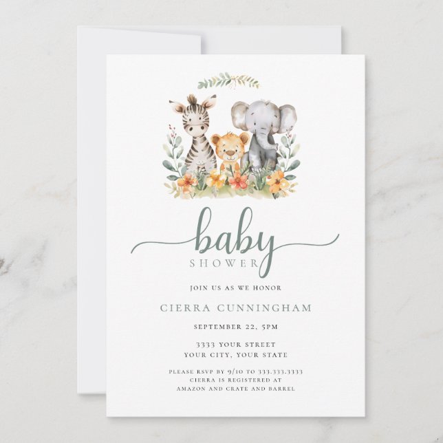 Animal Baby Shower Invitation (Front)