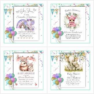 Animal Baby Shower Invitations