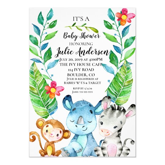 Animal Baby Shower | Safari Animals | Jungle Invitation | Zazzle.com