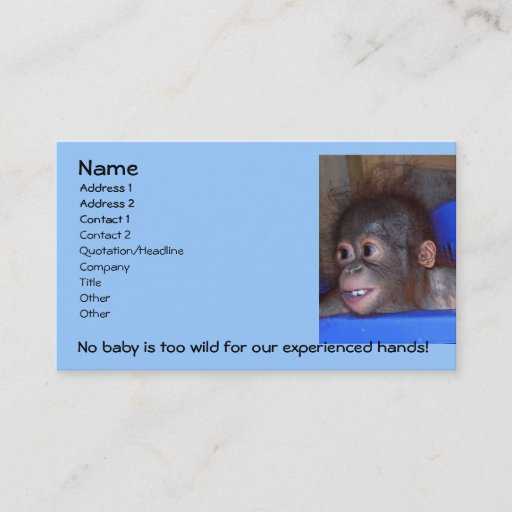 Customizable Animal Babysitter Business Card