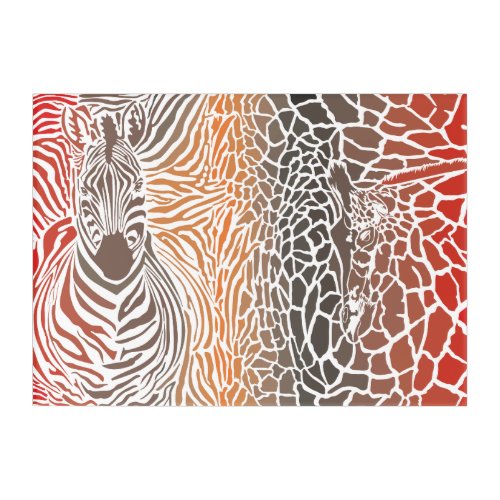 Animal background of zebra and giraffe acrylic print