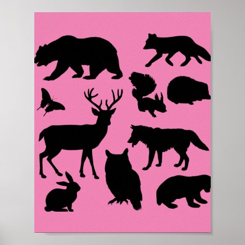 animal bear collection silhouettes poster