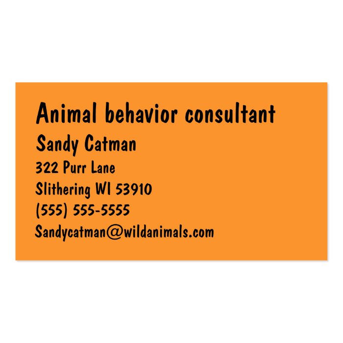 Animal Behavior consultant business card