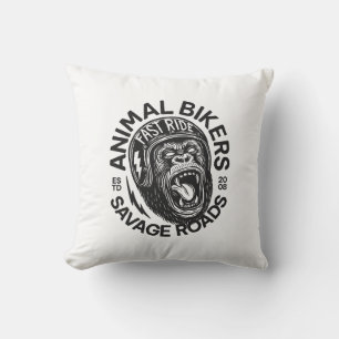 Animal Bikers Throw Pillow