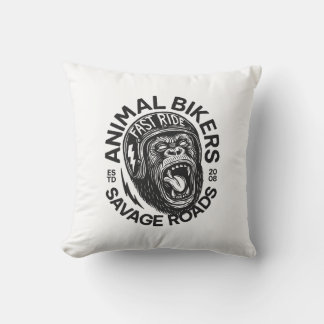 Animal Bikers Throw Pillow