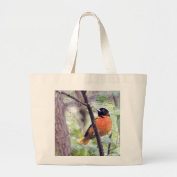 Animal Bird Baltimore Oriole Large Tote Bag by 16creative at Zazzle