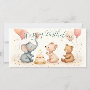 Animal Birthday Joy with Balloons