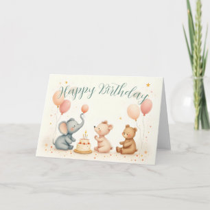Animal Birthday Joy with Balloons Card